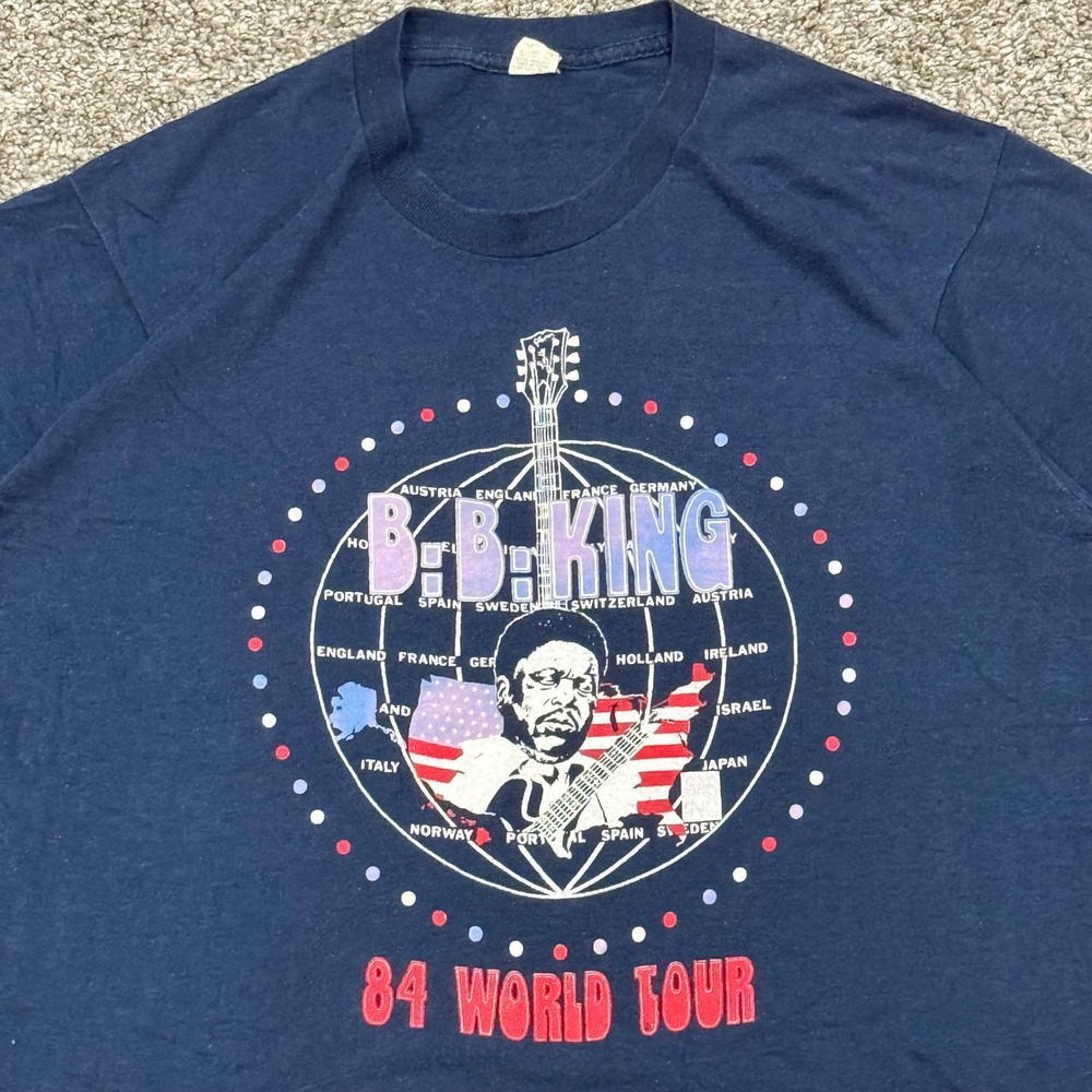 Vintage BB King 1984 World Tour Shirt Screen Stars Mens L Single Stitch Concert